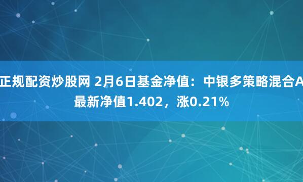 正规配资炒股网 2月6日基金净值：中银多策略混合A最新净值1.402，涨0.21%