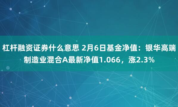 杠杆融资证券什么意思 2月6日基金净值：银华高端制造业混合A最新净值1.066，涨2.3%